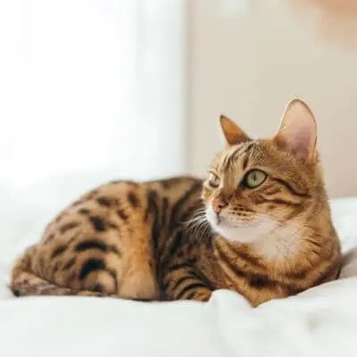 cat laying on bed